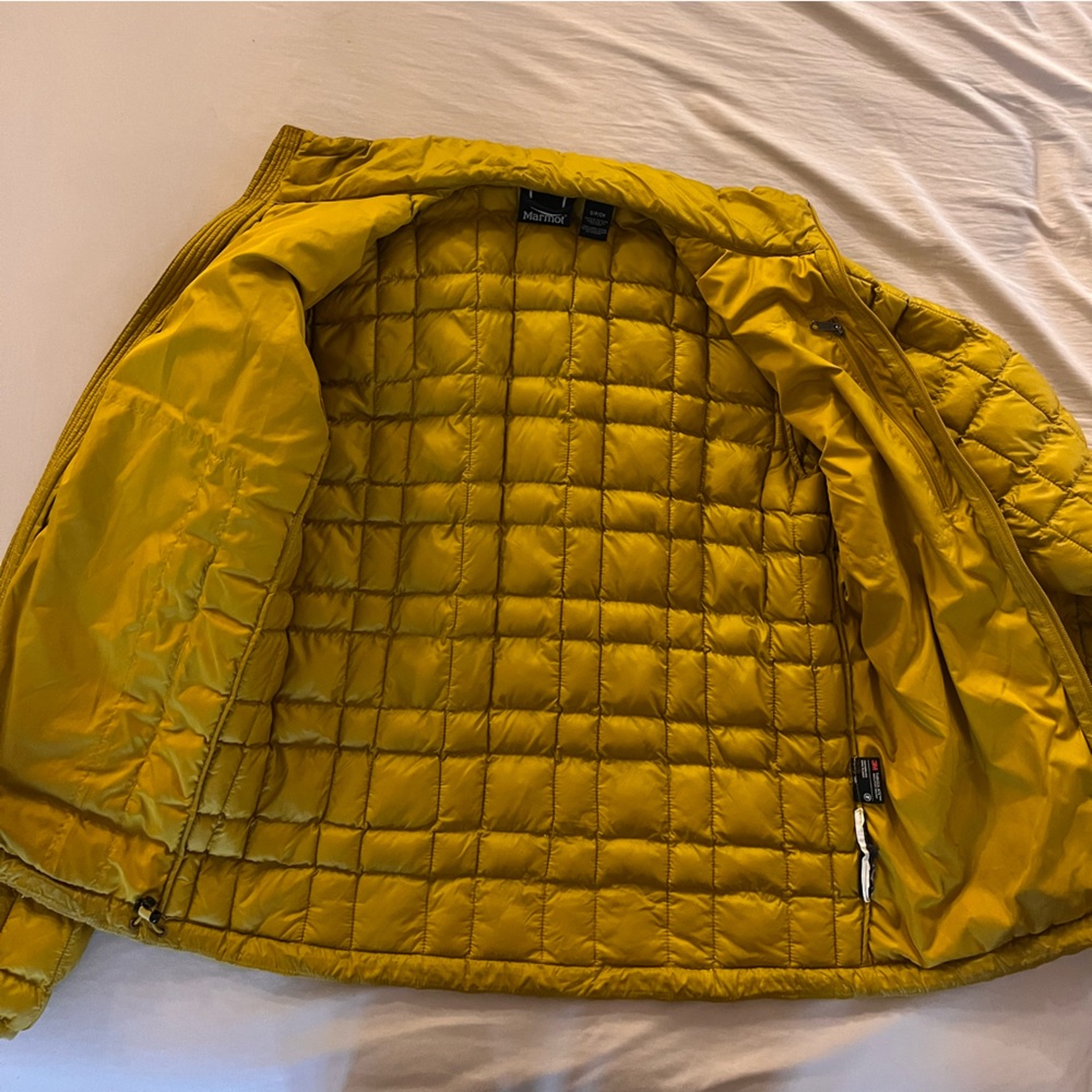 Marmot Men's Mustard Yellow Quilted Puffer Jacket - Picture 5 of 8